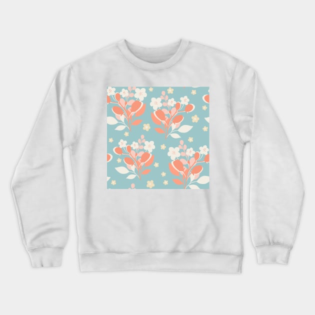 Modern floral bouquet with daisies repeat pattern print Crewneck Sweatshirt by NattyDesigns